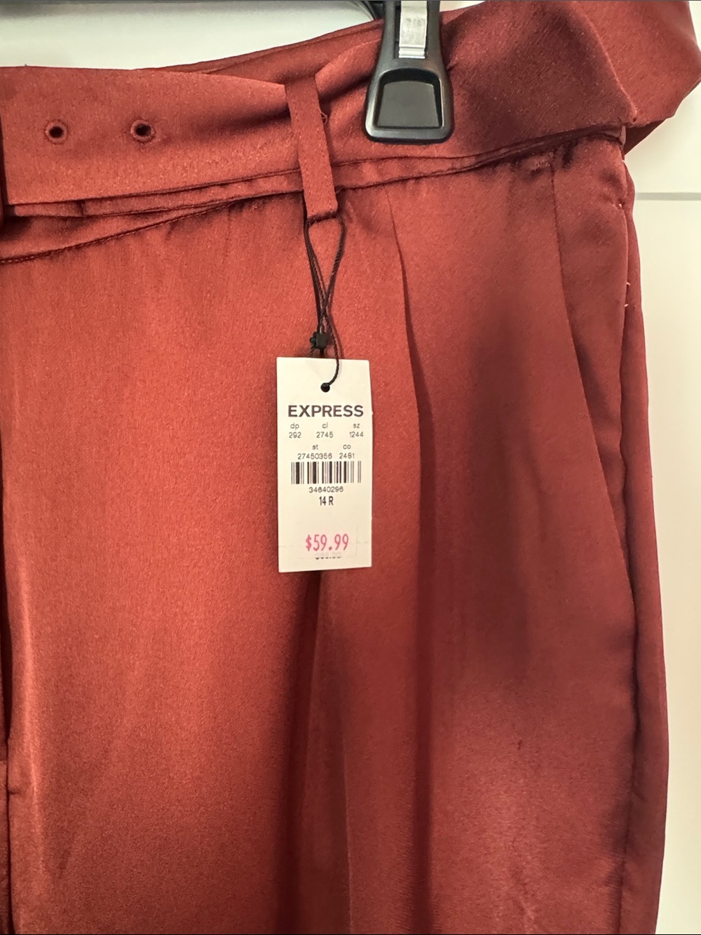 Express Women's High-Waist Pleated Ankle Pants - Brick